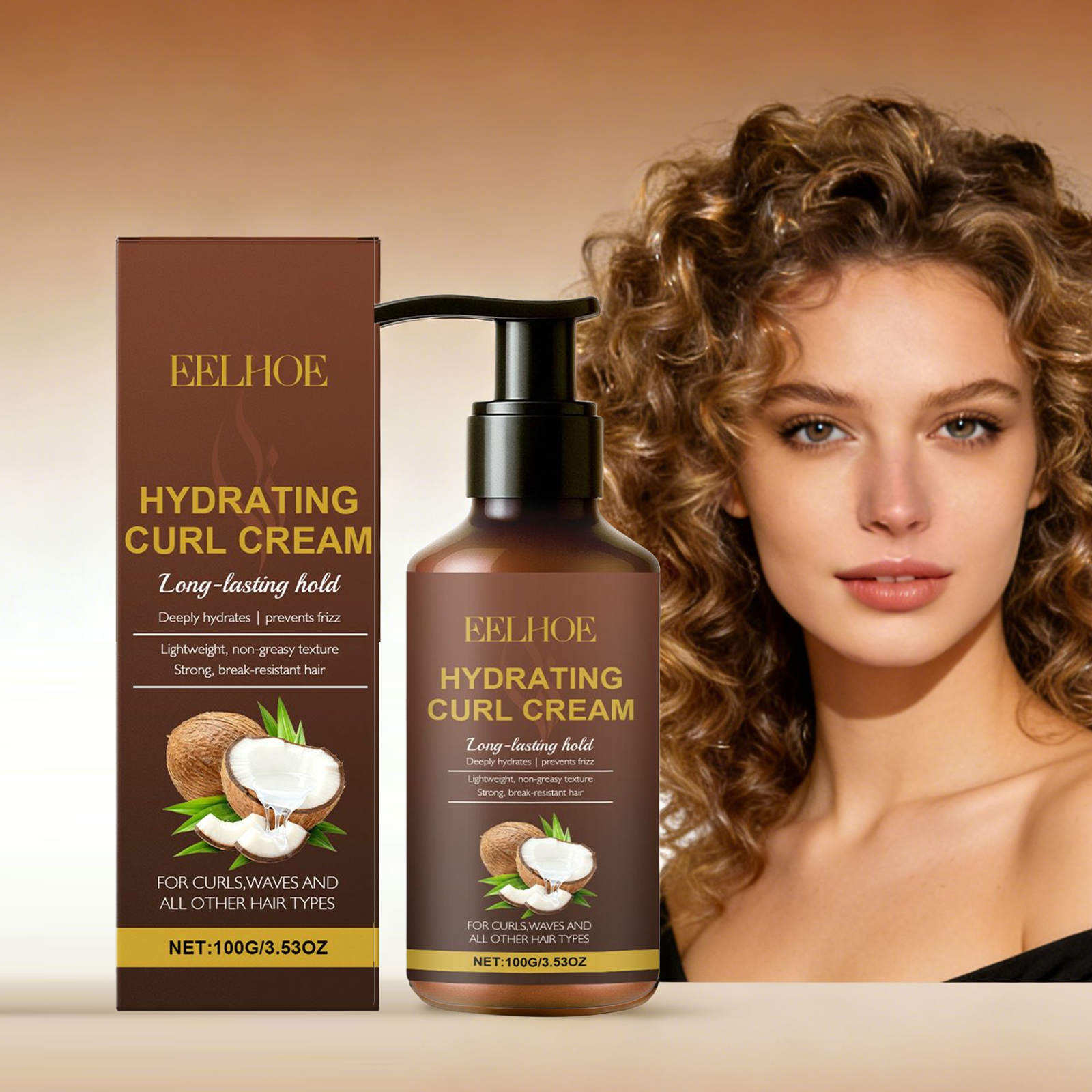 Hair Care For Curly Dry Hair - Curl Styling Cream for Wavy and