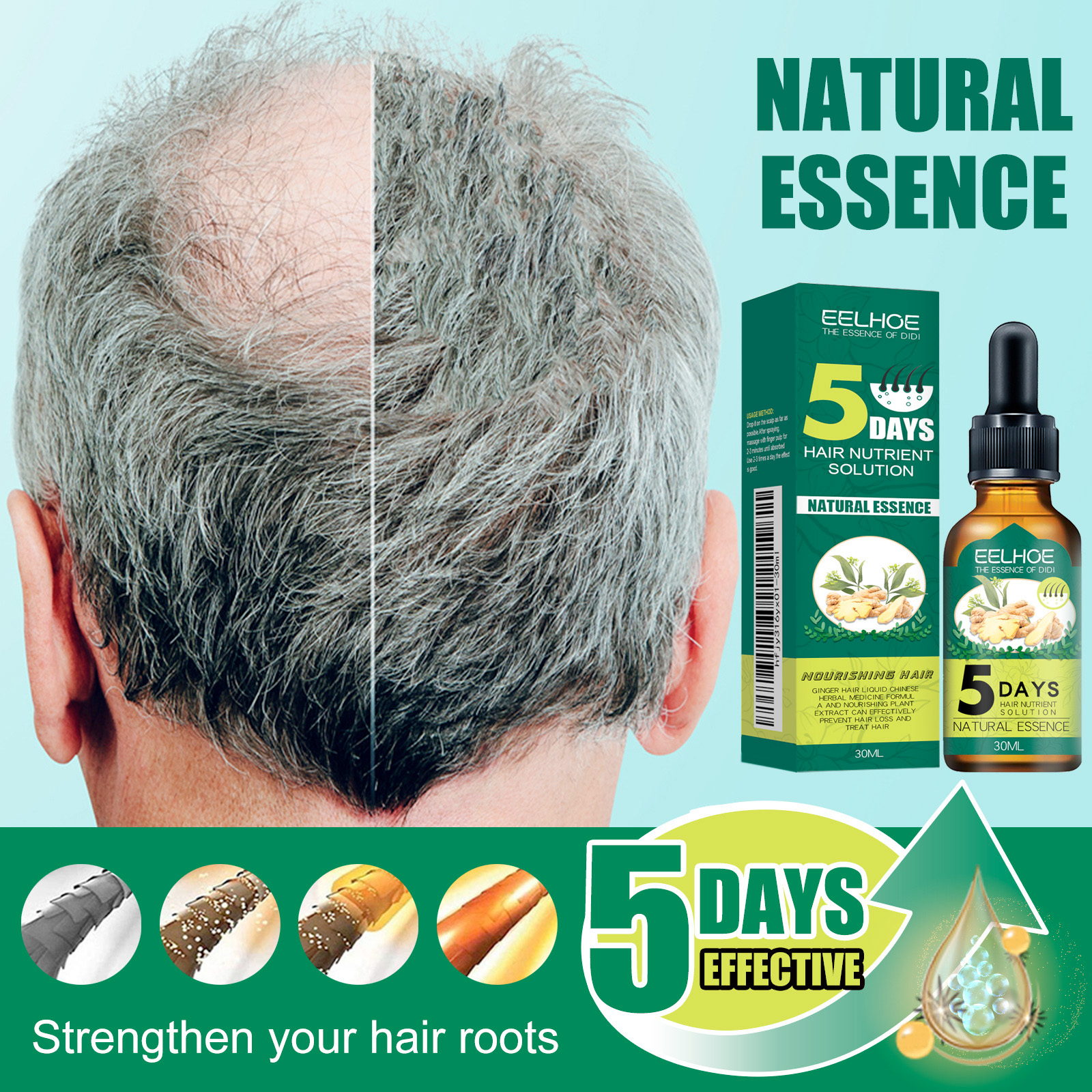 Hair Care Essence Oil Spray - 5Days Ginger Scalp Serum Dropper Deep