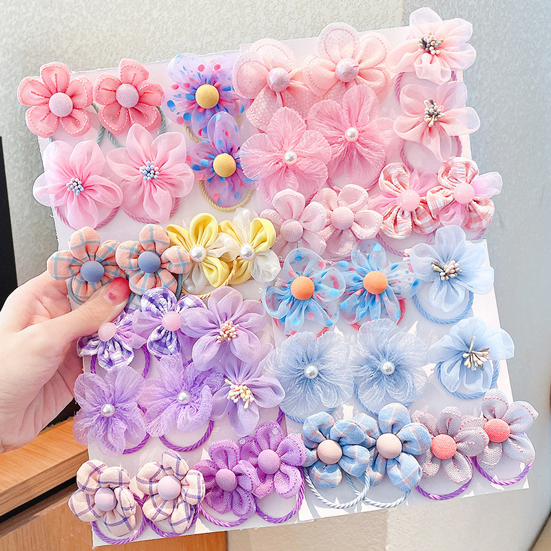 Hair Net Invisible - 10Pcs Children's mesh flower hair loop