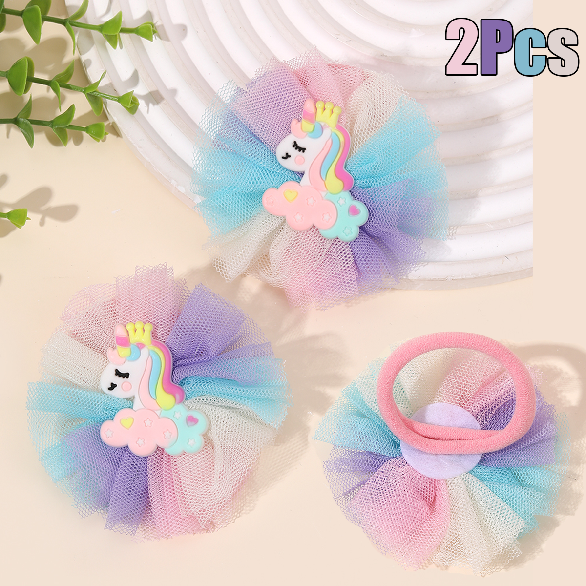 Hair Net Invisible - 2Pcs Cartoon Unicorn Hair Tie For