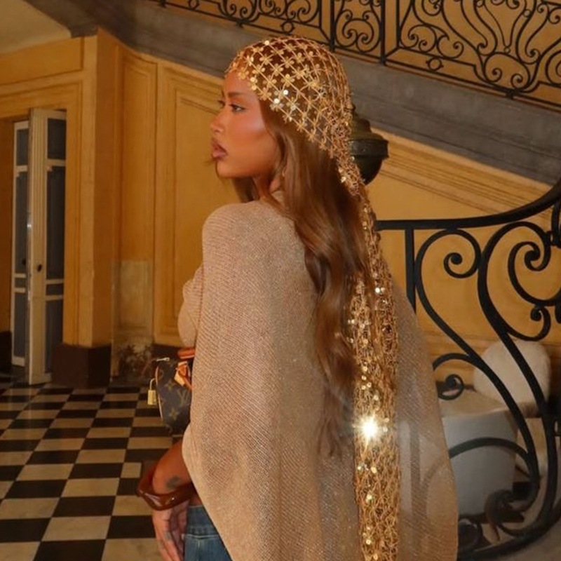 Boho Sequin Mesh Headscarf Gol - Hair Net Invisible recensie en prijs