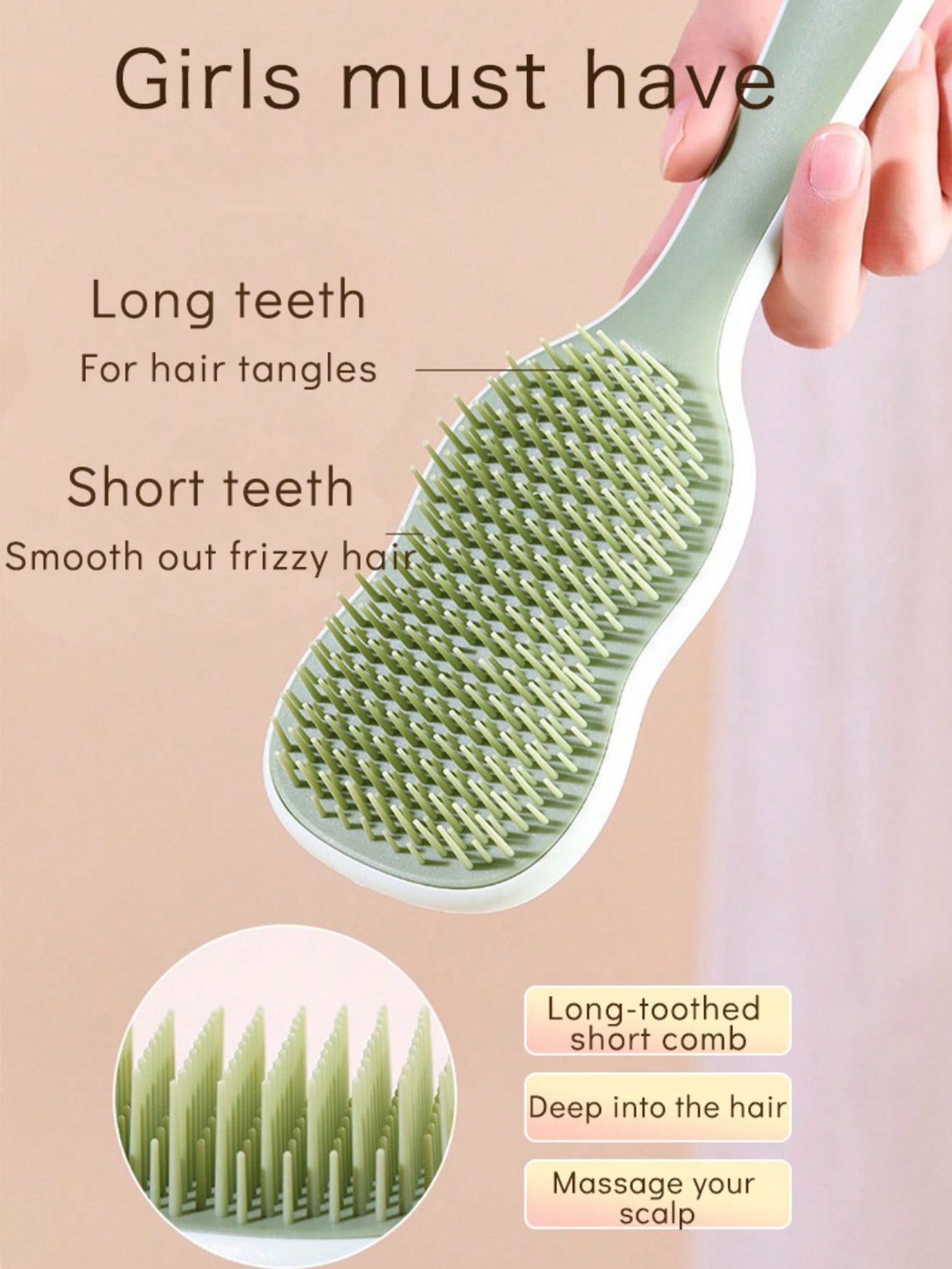 1pc Natural Smooth Hair Brush, - Hair Care For Curly Dry Hair recensie en prijs
