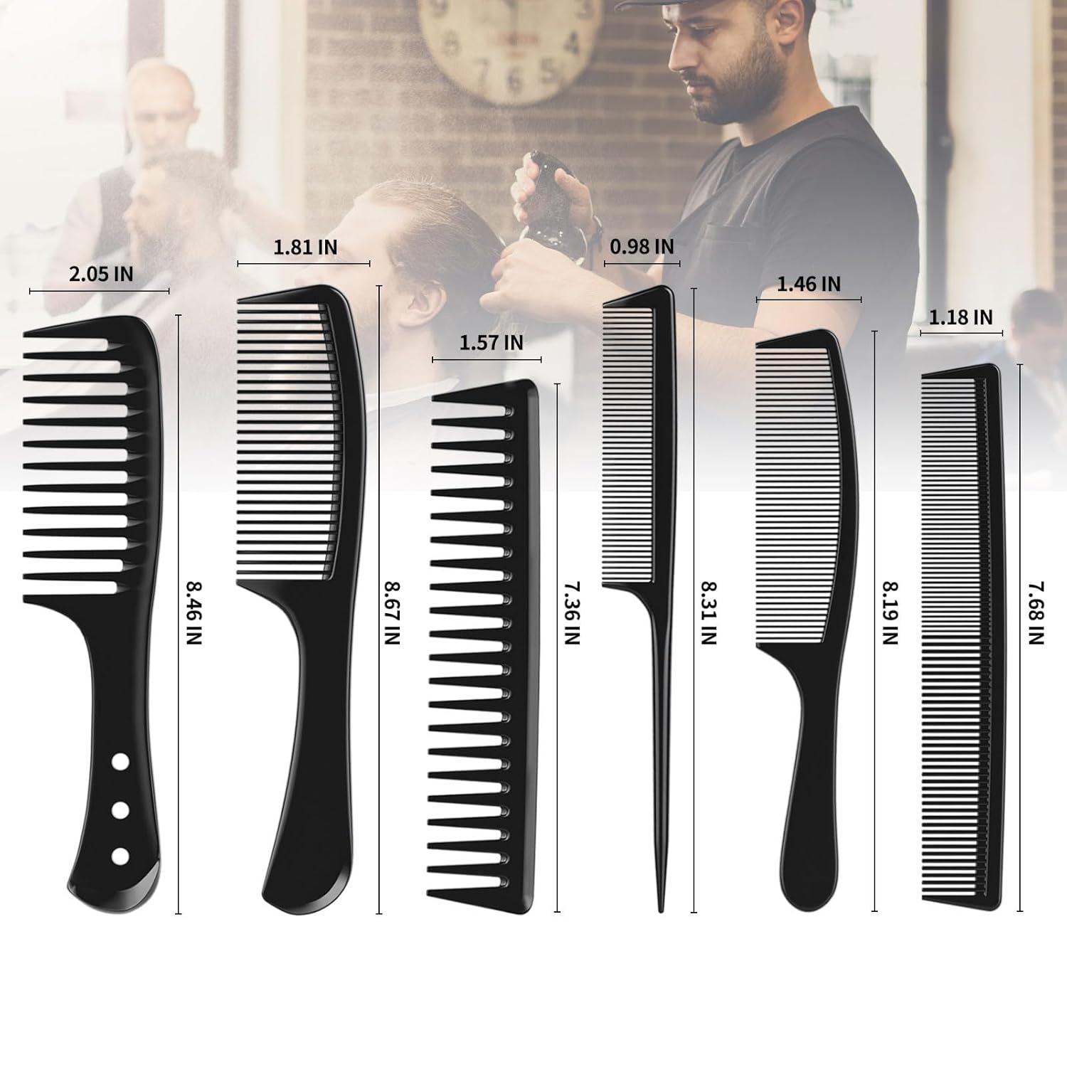 6 PCS Hair Comb Set Black, Dur - Detangling Wide Comb recensie en prijs