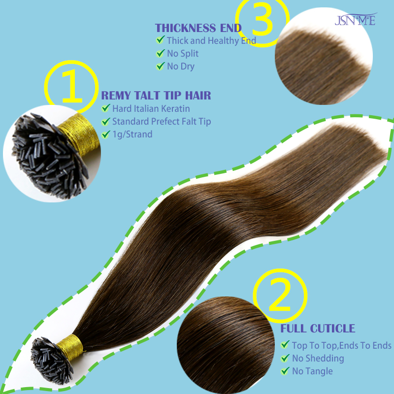 JSNME Flat tip Human Hair Exte - Hair Care Tips recensie en prijs