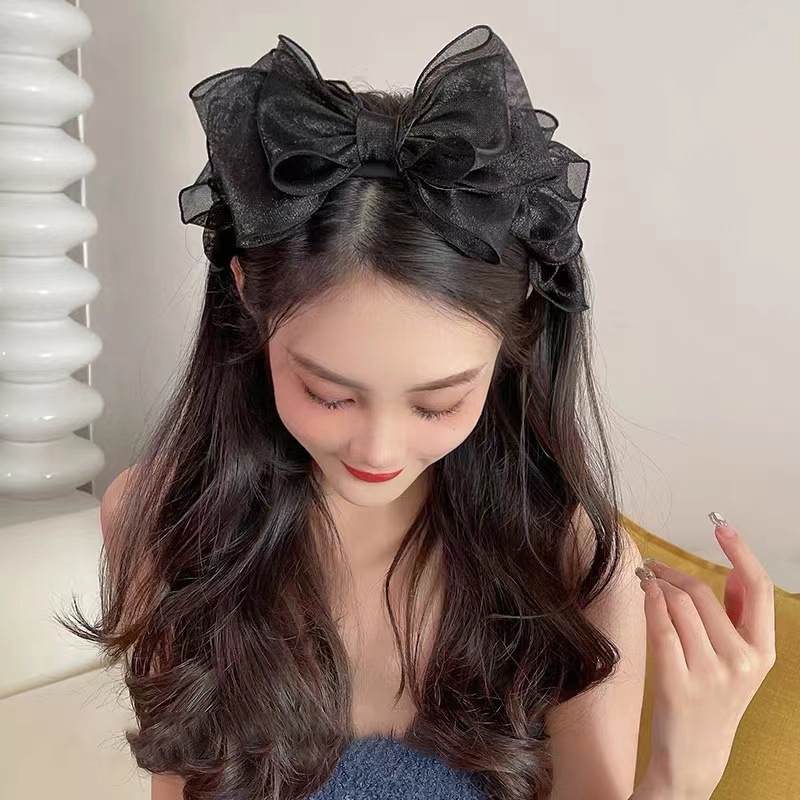 Fashion Black Mesh Big Bow Hea - Hair Net Invisible recensie en prijs
